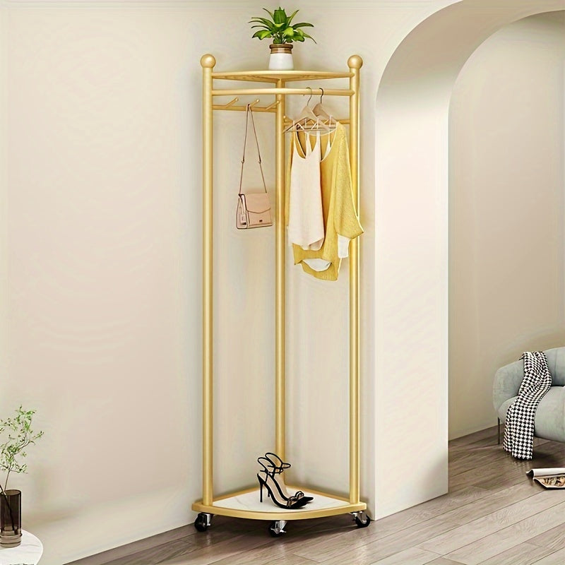Clothes Rack with Wheels & Storage-1