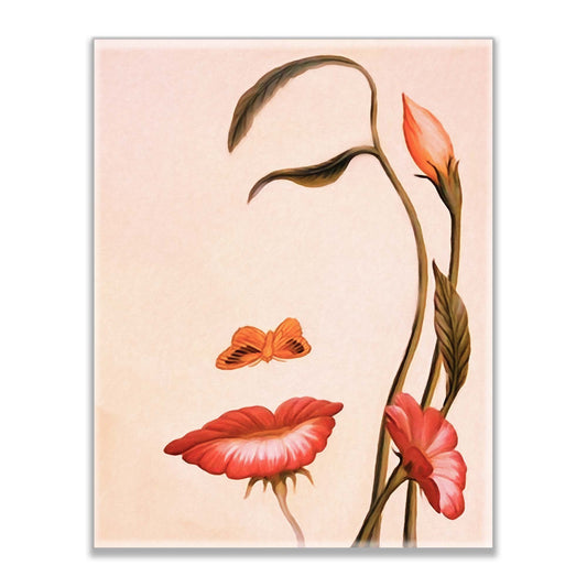 Abstract Flower Face- Fine Art Canvas- Gold varnish-0