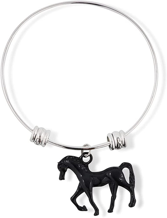 Black Horse Fancy Charm Bangle-0
