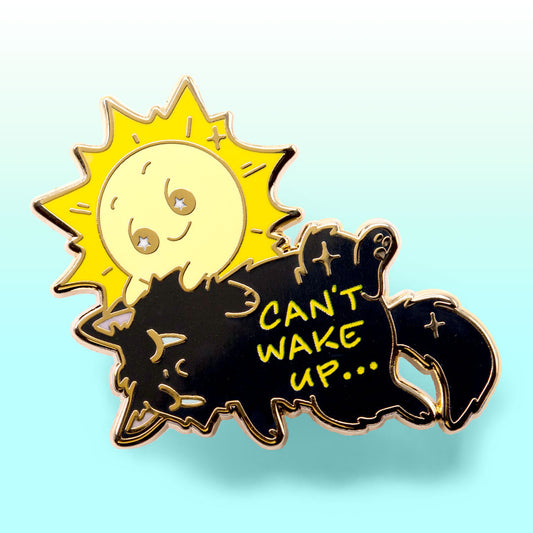 Can't Wake Up (Chantilly-Tiffany Black Cat) Enamel Pin-0
