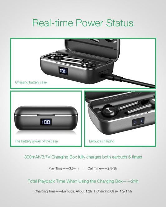 Long Handle bluetooth 5.0 TWS True Wireless Earphone Graphene Digital Display Bilateral Call  Headset