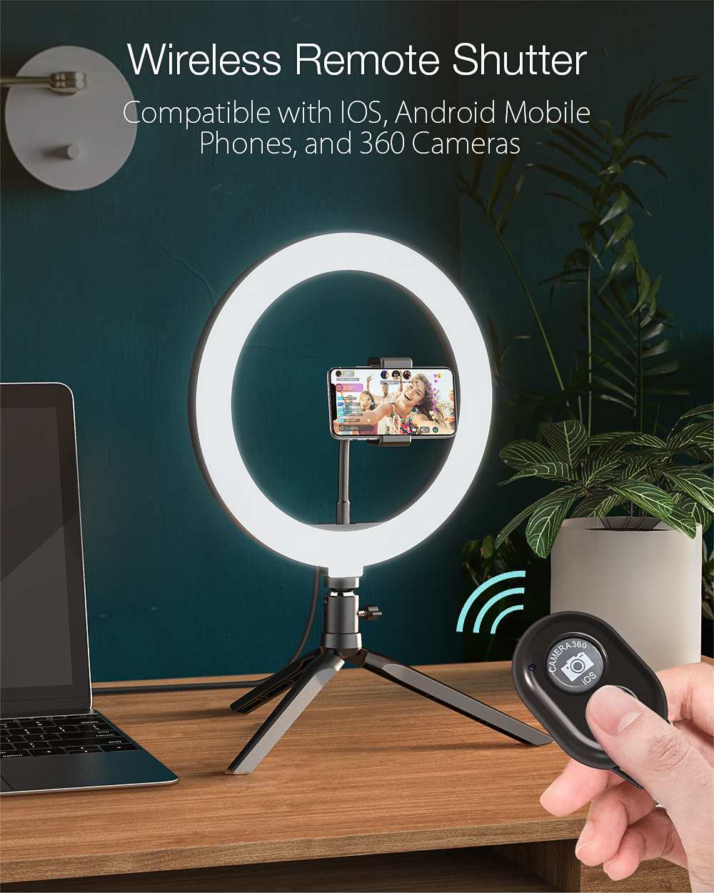 Photo Studio Fill Light Flash LED Phone Holder Selfie Stick bluetooth Remote Live Stream Removable Tripod Stand