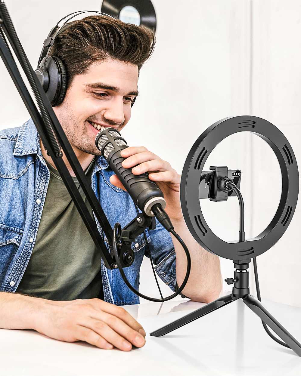 Photo Studio Fill Light Flash LED Phone Holder Selfie Stick bluetooth Remote Live Stream Removable Tripod Stand