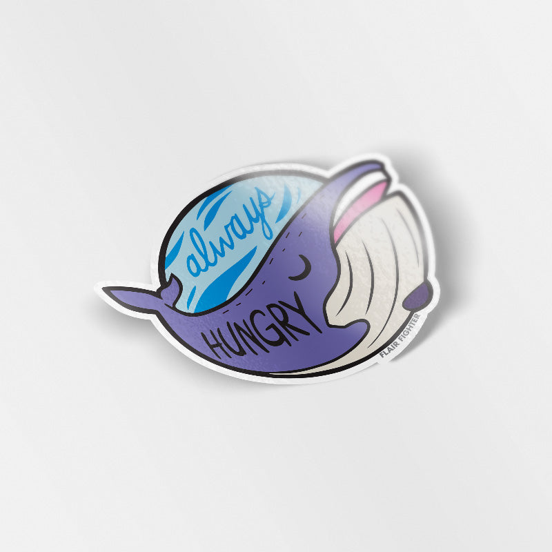 "Always Hungry" Blue Whale Vinyl Sticker-0