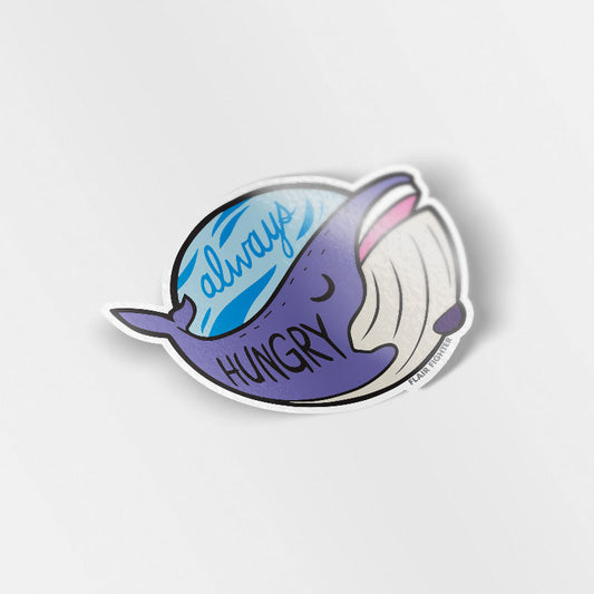 "Always Hungry" Blue Whale Vinyl Sticker-0