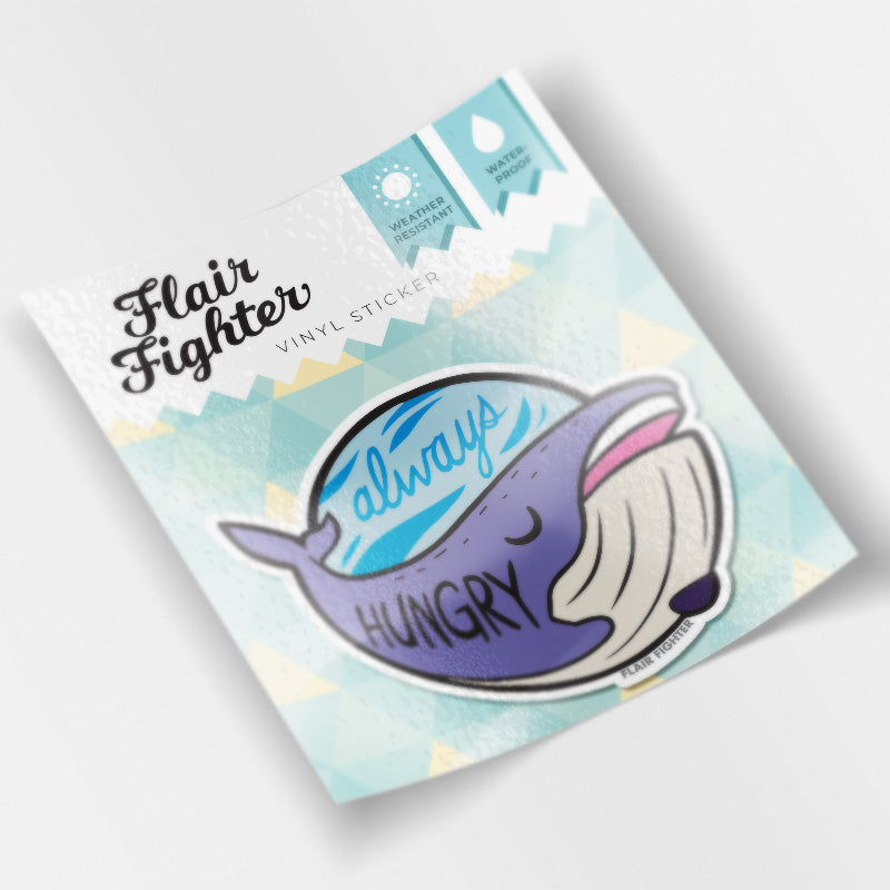 "Always Hungry" Blue Whale Vinyl Sticker-3